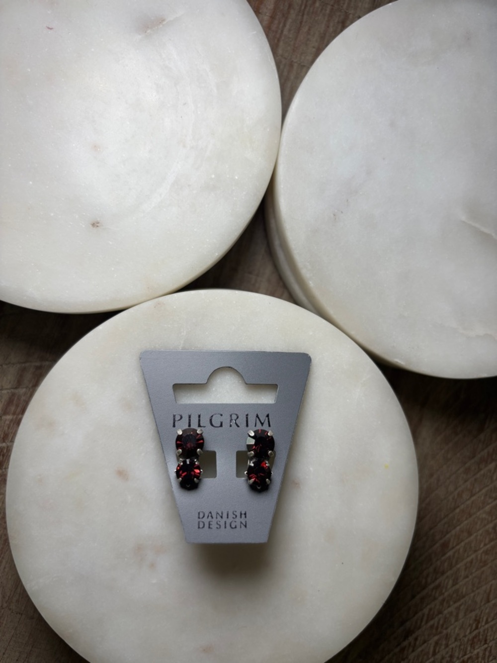 194 Pilgrim Garnet Red Crystal Hoop-Style Stud Earrings